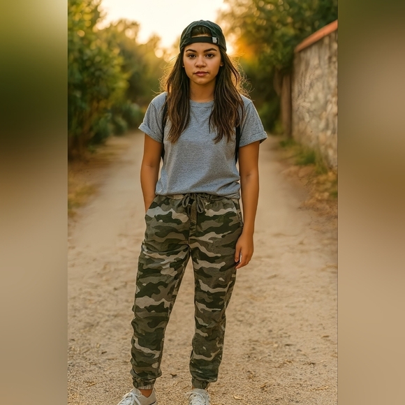 Small American Eagle Outfitters Camo Joggers Loungewear Relaxed Fit Draw String - Picture 1 of 2